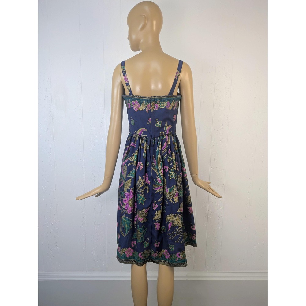Vintage 1970s colorful block print dress | A-line tiki floral sundress - Picture 3 of 7
